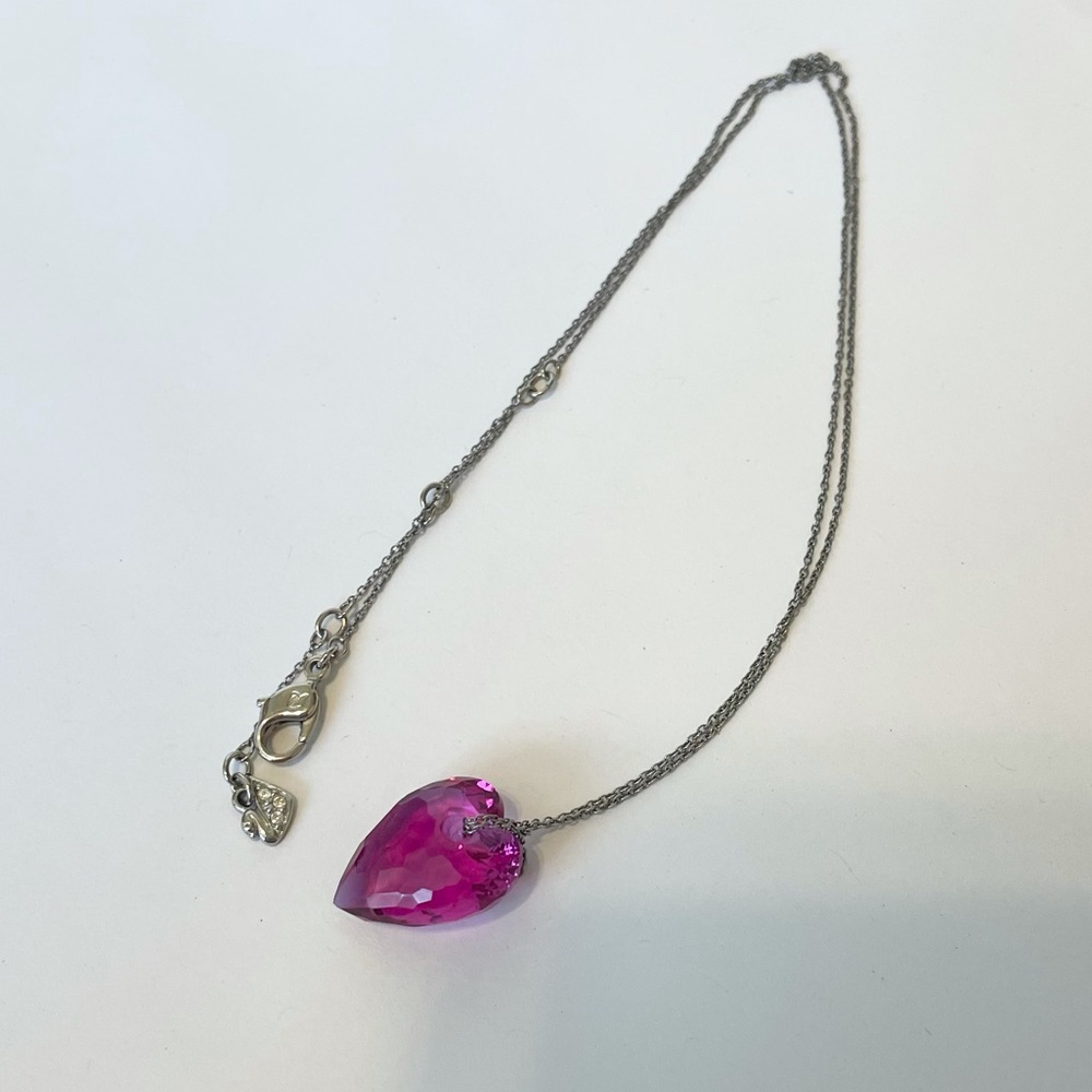 Swarovski Crystal Pink Heart Silver Necklace